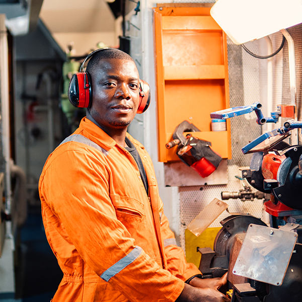 Marine engineer officer working in engine room